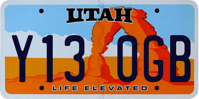 UT license plate Y130GB