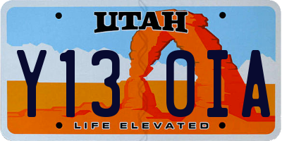 UT license plate Y130IA
