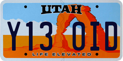 UT license plate Y130ID