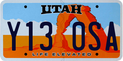 UT license plate Y130SA