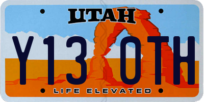 UT license plate Y130TH