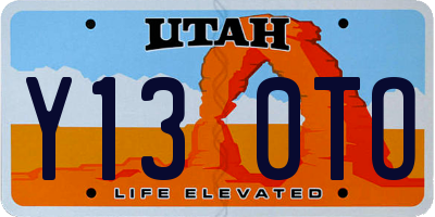UT license plate Y130TO