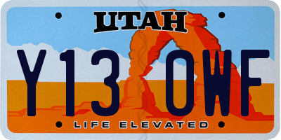 UT license plate Y130WF
