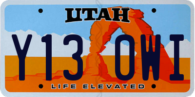 UT license plate Y130WI