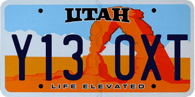 UT license plate Y130XT
