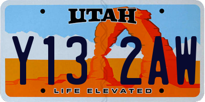 UT license plate Y132AW
