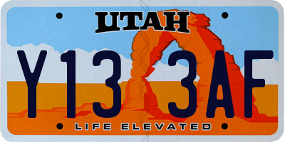 UT license plate Y133AF