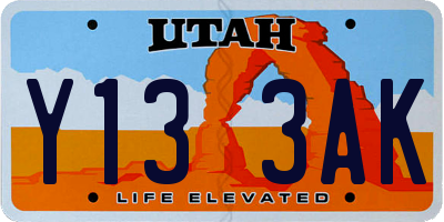 UT license plate Y133AK