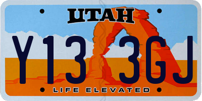 UT license plate Y133GJ