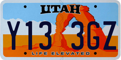 UT license plate Y133GZ