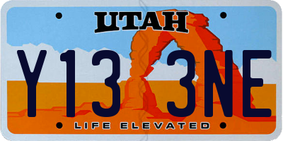 UT license plate Y133NE