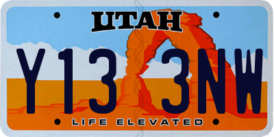 UT license plate Y133NW