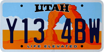 UT license plate Y134BW