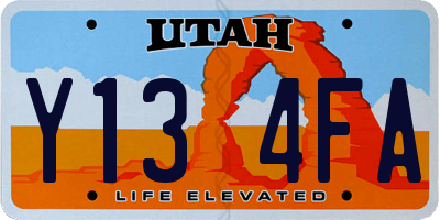 UT license plate Y134FA