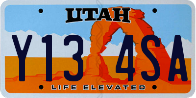UT license plate Y134SA