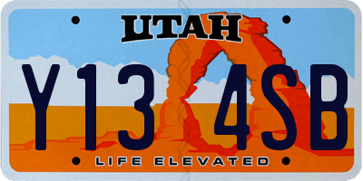 UT license plate Y134SB