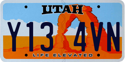 UT license plate Y134VN