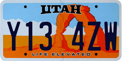 UT license plate Y134ZW