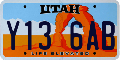 UT license plate Y136AB