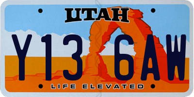 UT license plate Y136AW