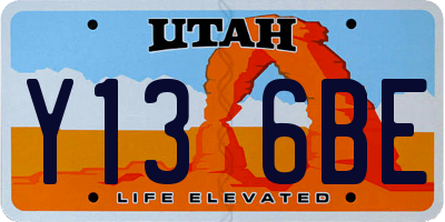 UT license plate Y136BE