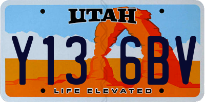 UT license plate Y136BV