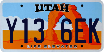 UT license plate Y136EK