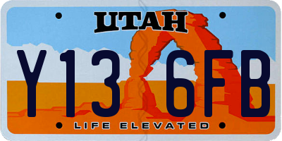 UT license plate Y136FB