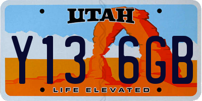 UT license plate Y136GB