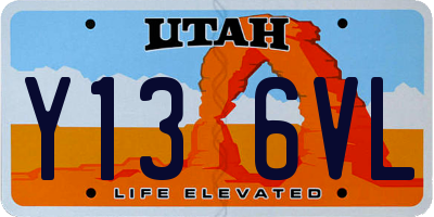 UT license plate Y136VL