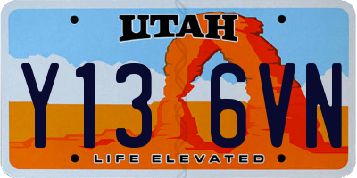 UT license plate Y136VN