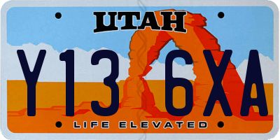 UT license plate Y136XA