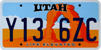 UT license plate Y136ZC