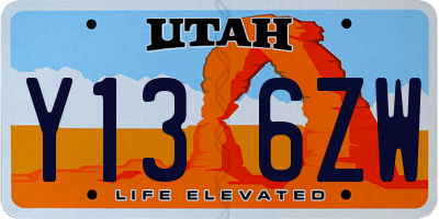 UT license plate Y136ZW