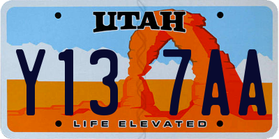 UT license plate Y137AA