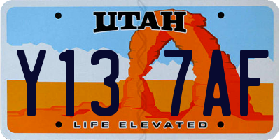 UT license plate Y137AF