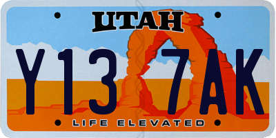 UT license plate Y137AK