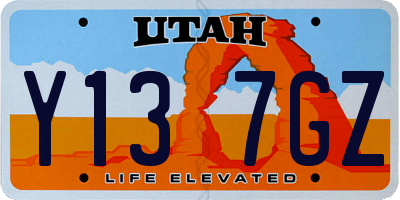 UT license plate Y137GZ
