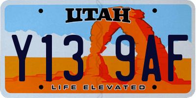 UT license plate Y139AF