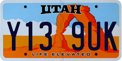 UT license plate Y139UK