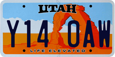 UT license plate Y140AW