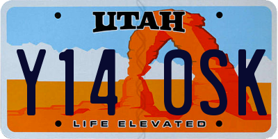 UT license plate Y140SK
