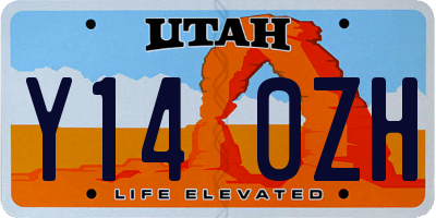 UT license plate Y140ZH