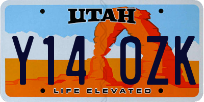 UT license plate Y140ZK