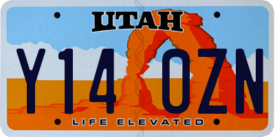 UT license plate Y140ZN