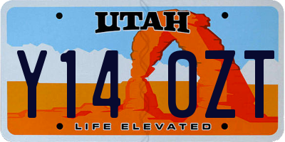 UT license plate Y140ZT