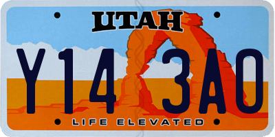 UT license plate Y143AO