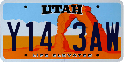 UT license plate Y143AW