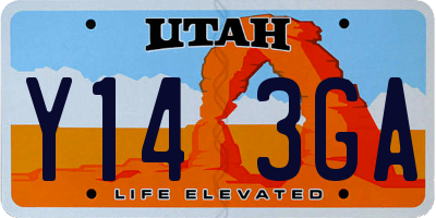 UT license plate Y143GA