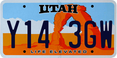 UT license plate Y143GW